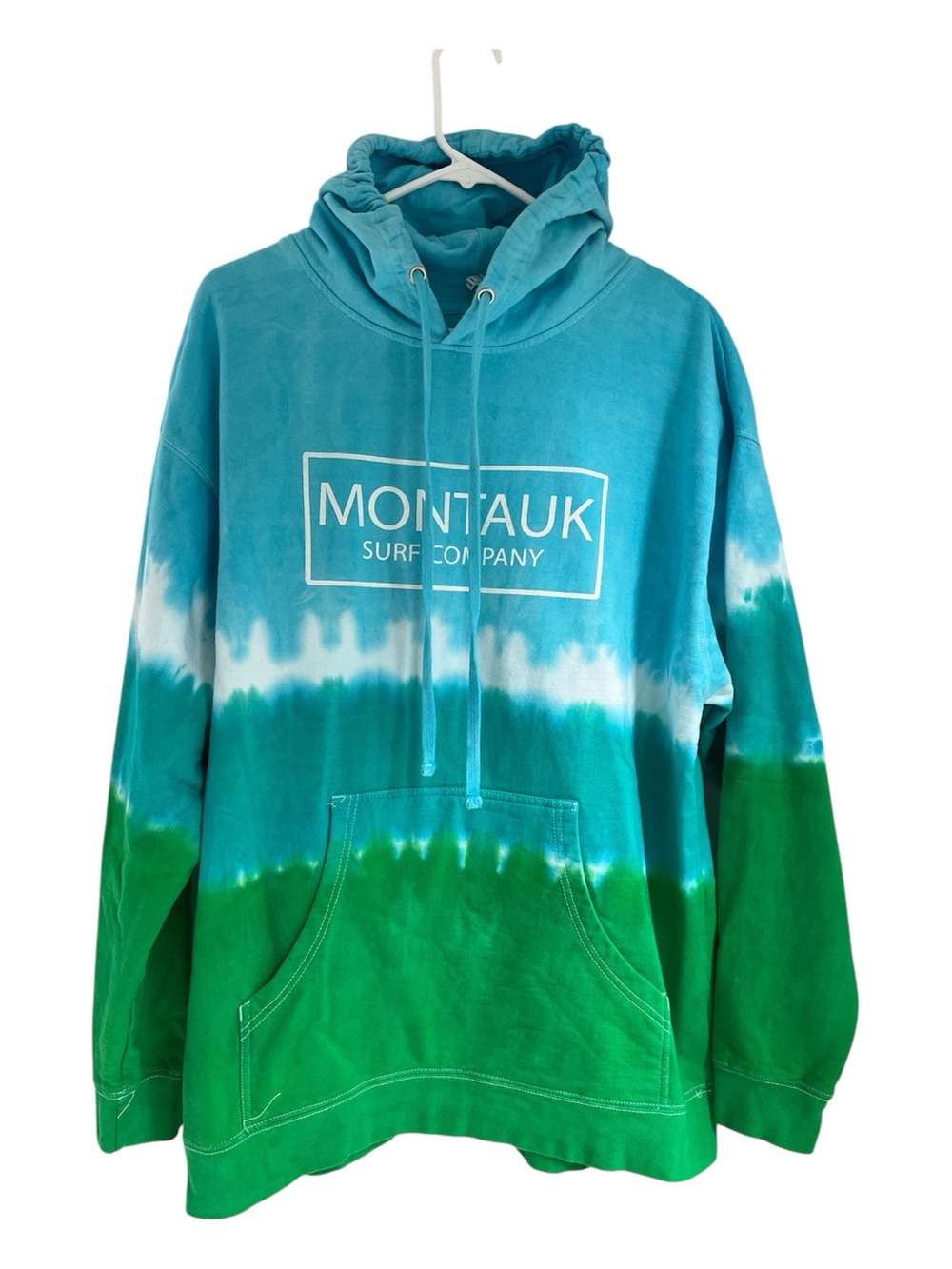 Montauk Surf Company Tie Dye Blue Green Oversized Unisex Hoodie The Hamptons XL